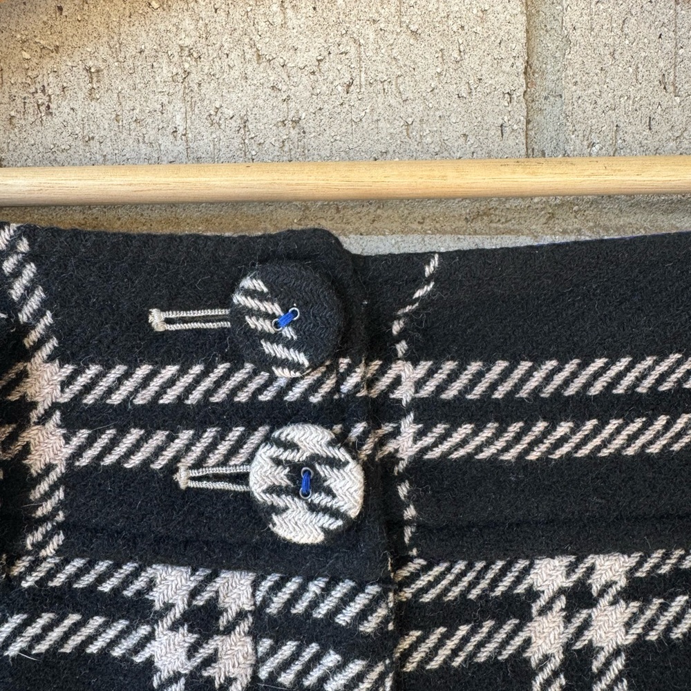Vintage Y2K American Eagle Black Cream Plaid Wool Blend Mini Micro Skirt Sz 8 - Picture 4 of 9